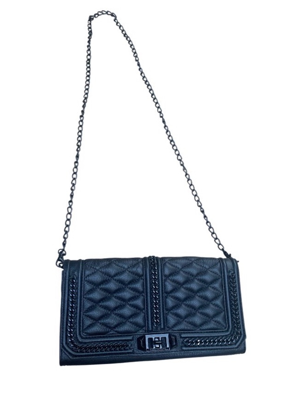 Rebecca Minkoff Chevron Love Quilted Crossbody Bag black